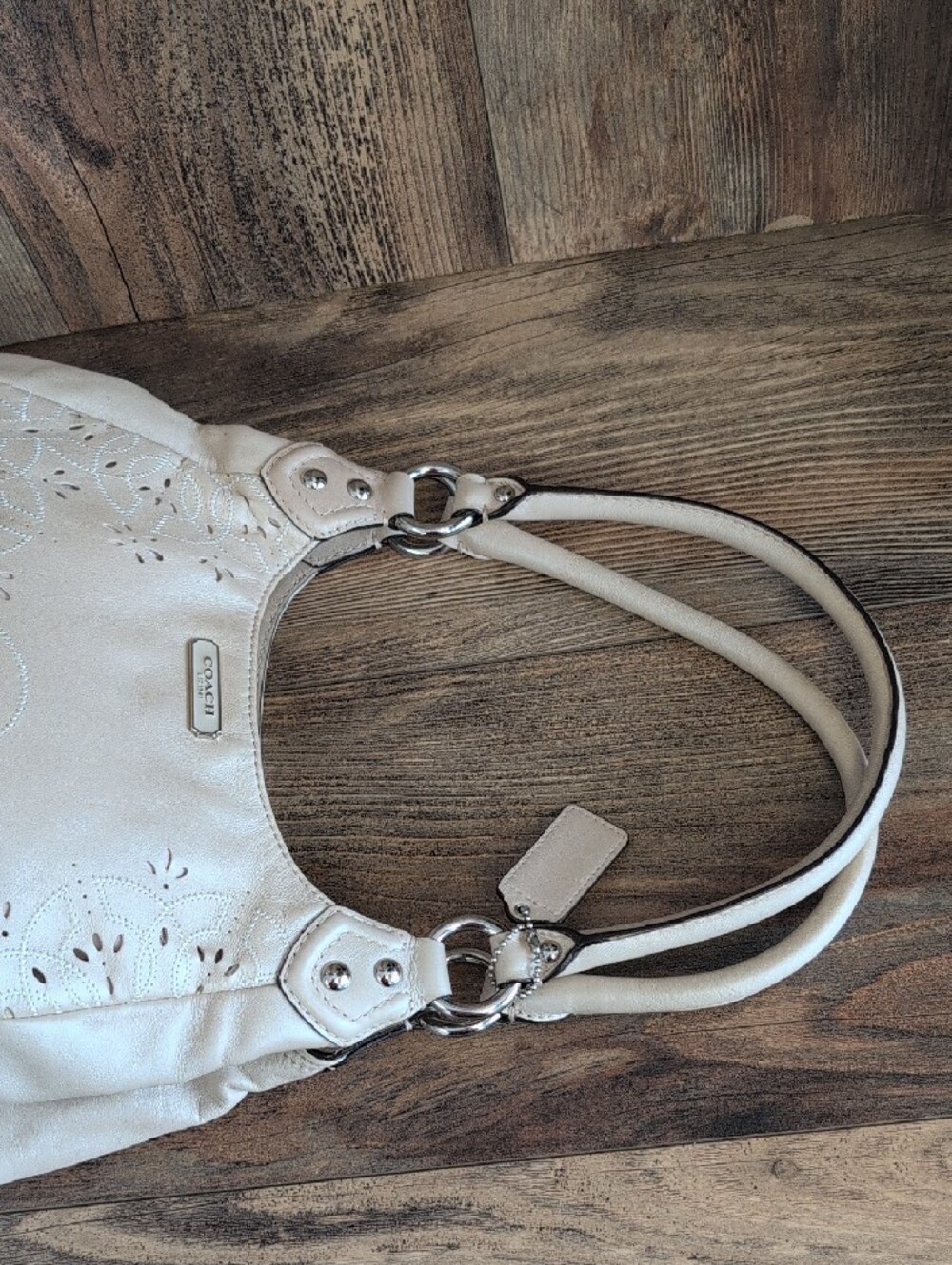 Coach Ashley Tossed Laser-Cut Leather Eyelet F22485 Shoulder Bag Handbag   M414 - Picture 8 of 12